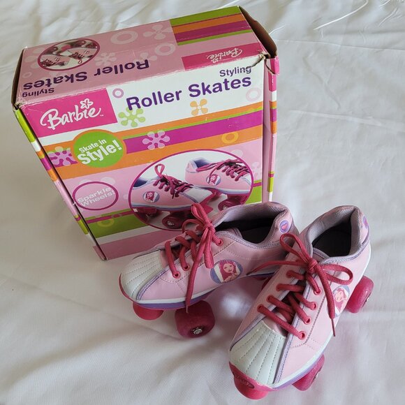 Vtg Barbie Sparkle Wheels Roller Skates Youth SZ 2 - Picture 1 of 15